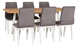 MebleMWM Zestaw 6 krzeseł drewnianych LUNA 1 + stół OSLO 6 | Kolor do wyboru