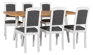 MebleMWM Zestaw 6 krzeseł drewnianych ROMA 14 + stół OSLO 6 | Kolor do wyboru