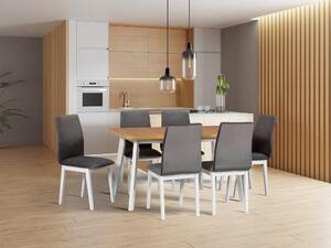 MebleMWM Zestaw 6 krzeseł drewnianych LUNA 1 + stół OSLO 6 | Kolor do wyboru