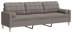 Sofa 3-osobowa z poduszkami, taupe, 210 cm, obita tkaninÄ