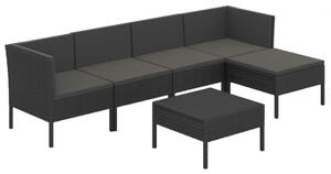 Zestaw Mebli Ogrodowych Komplet Wypoczynkowy Z Poduszkami 6-Częściowy Czarny Rattan Na Taras Balkon Ogród