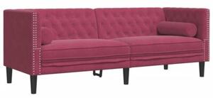 Wypoczynek 2-cz. chesterfield z waÅkami, bordowy, aksamit