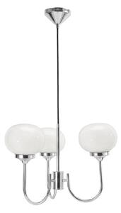 PR Home Lampa wisząca Elsy, biała/chromowana, 3-punktowa, 36 cm, szkło, wtyczka Elsy, biały / opal, salon / jadalnia, metal, skandynawski