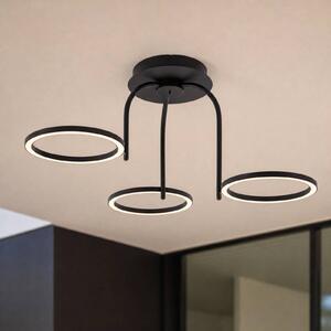 Zewnętrzna lampa sufitowa zewnętrzna LED Lucande Sylvara, czarna, CCT, Sylvara Lucande, możliwość ściemniania, czarny, metal, design