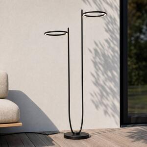 Lampa stojąca zewnętrzna LED Lucande Sylvara, czarna, CCT, 2-punktowa Sylvara Lucande, możliwość ściemniania, czarny, metal, design