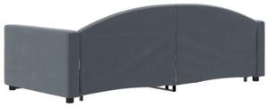 Sofa rozsuwana z szufladami, ciemnoszara, 90x190 cm, aksamit