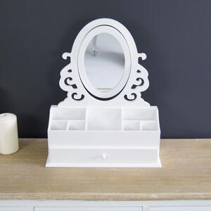 Toaletka z serii Romantic, przegrody, lustro, matowa biel