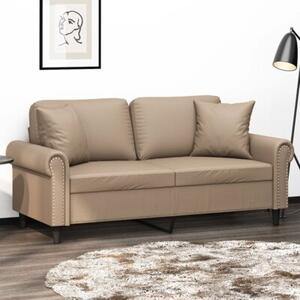 Sofa 2-osobowa z poduszkami, cappuccino, 140 cm, sztuczna skÃ³ra