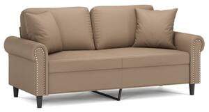 Sofa 2-osobowa z poduszkami, cappuccino, 140 cm, sztuczna skÃ³ra