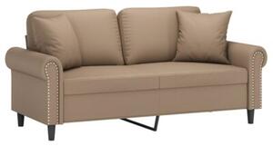 Sofa 2-osobowa z poduszkami, cappuccino, 140 cm, sztuczna skÃ³ra