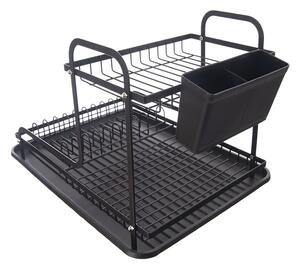 Czarny metalowy ociekacz dwupiętowy 42,5x32 cm Radka – Orion