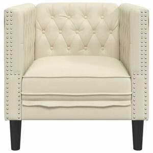 Fotel chesterfield, kremowy, tapicerowany sztucznÄ skÃ³rÄ
