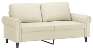 Sofa 2-osobowa z poduszkami, kremowa, sztuczna skÃ³ra