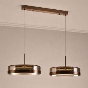 Lampa wisząca szklana La Latta Lucande, możliwość ściemniania, brązowy / rdzawy, szkło, design