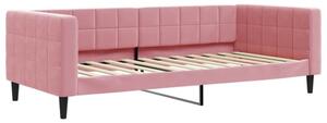 Sofa z funkcją spania, różowa, 90x200 cm, obita aksamitem