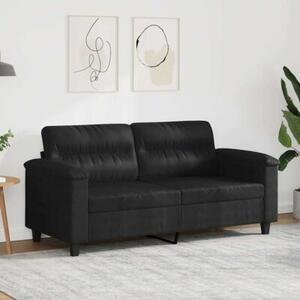 Sofa 2-osobowa, czarna, 140 cm, tapicerowana mikrofibrÄ
