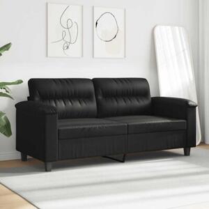 Sofa 2-osobowa, czarna, 140 cm, tapicerowana mikrofibrÄ