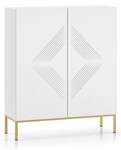 Komoda Pingli 01 - 100 cm - biały mat / złoty stelaż