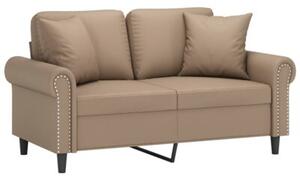 Sofa 2-osobowa z poduszkami, cappuccino, 120 cm, sztuczna skÃ³ra