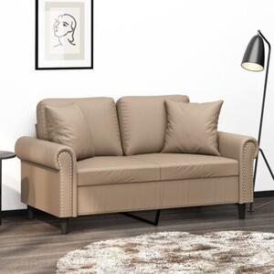Sofa 2-osobowa z poduszkami, cappuccino, 120 cm, sztuczna skÃ³ra