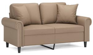 Sofa 2-osobowa z poduszkami, cappuccino, 120 cm, sztuczna skÃ³ra