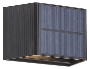 Zewnętrzna lampa ścienna czarna zintegrowana LED 2-punktowa IP65 Solarna - Christof