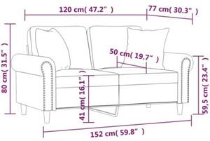 Sofa 2-osobowa z poduszkami, cappuccino, 120 cm, sztuczna skÃ³ra