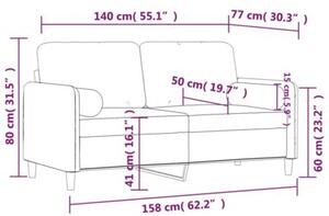 Sofa 2-osobowa z poduszkami, jasnoszara, 140 cm, aksamit