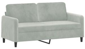 Sofa 2-osobowa z poduszkami, jasnoszara, 140 cm, aksamit