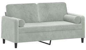 Sofa 2-osobowa z poduszkami, jasnoszara, 140 cm, aksamit