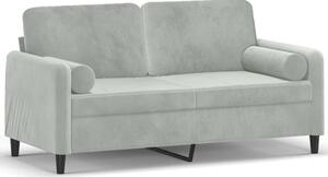 Sofa 2-osobowa z poduszkami, jasnoszara, 140 cm, aksamit