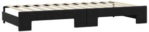 Sofa rozsuwana z szufladami, czarna, 90x190 cm, tkanina