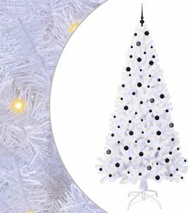 Sztuczna choinka z 300 diodami LED Biały 240 cm PVC i stal