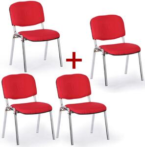 Krzesło konferencyjne VIVA PLUS 3+1 GRATIS - chromowane nogi, czerwony