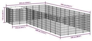 Kojec dla psa, srebrny, 13,31 m², stalowy