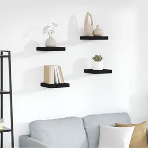 Półki ścienne, 4 szt., czarne, 23 x 23,5 x 3,8 cm, mdf