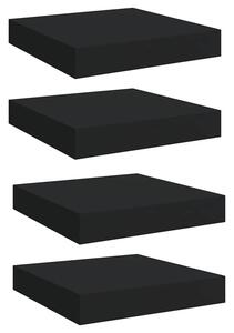 Półki ścienne, 4 szt., czarne, 23 x 23,5 x 3,8 cm, mdf