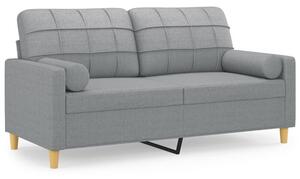 Sofa 2-osobowa z poduszkami, jasnoszara, 140 cm, tkanina