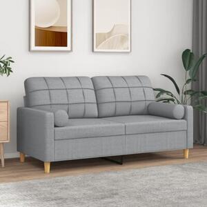 Sofa 2-osobowa z poduszkami, jasnoszara, 140 cm, tkanina