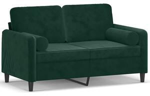 Sofa 2-osobowa z poduszkami, ciemnozielona, 120 cm, aksamit
