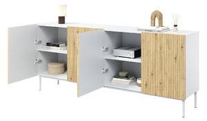 Komoda Nicole 200 cm - biały / dąb artisan / białe nóżki