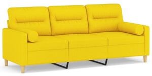 Sofa 3-osobowa z poduszkami, jasnoÅ¼Ã³Åta, 180 cm, tkanina