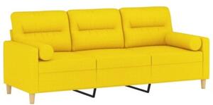 Sofa 3-osobowa z poduszkami, jasnoÅ¼Ã³Åta, 180 cm, tkanina