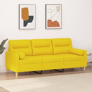 Sofa 3-osobowa z poduszkami, jasnoÅ¼Ã³Åta, 180 cm, tkanina