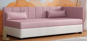 Pojedyncze łóżko tapicerowane brudny róż + ecru Tuwini - 5 rozmiarów