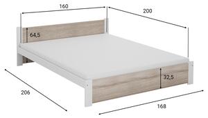 Łóżko IKAROS 160 x 200 cm, białe/dąb sonoma Stelaż: Ze stelażem listwowym elastycznym, Materac: Bez materaca