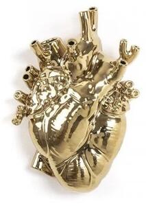 SELETTI - Love In Bloom Porcelain Heart Wazon Złoty