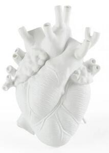 SELETTI - Love In Bloom Porcelain Heart Wazon Biały