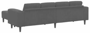 Nowoczesna sofa do salonu z poduszkami i ottomanem, czarna, 4 miejsca