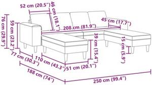 Nowoczesna sofa do salonu z poduszkami i ottomanem, czarna, 4 miejsca